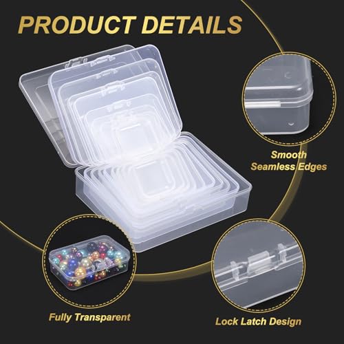 Petites boîtes de rangement rectangulaires plastique transparent avec couvercles lot de 20