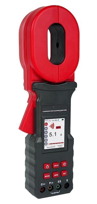 Ground Pile Type Clamp Earth Resistance Tester Meter with Earth Resistance 0.00Ω~20kΩ Soil Resistivity 0.00Ωm~9999kΩm Earth Current 0.000mA~20A Earth Voltage 0.0V~600.0V 500 Groups Data Storage