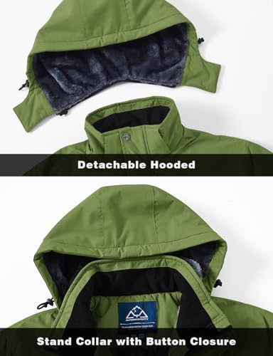 Image of TBMPOY Men's Winter Ski Jacket Waterproof Warm Snow Insulated Coat Fleece Lined Snowboard Hooded Raincoat