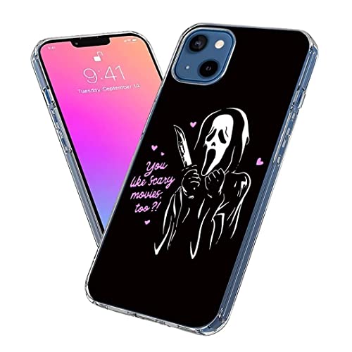 AlPhaScS Phone Case Compatible with iPhone 11 (6.1) Ghost Horror Face Scream You Like Scary Too Halloween Silicone Pure Clear Shockproof Phone Protective Cover