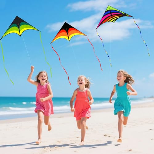 Flying Hoofer Kites for Kids and Adults, Easy to Fly for Beach, Single Line Kite Set for Beginners, 55\" x 27\" Delta Kites for Teens with 3 * 300FT Kite String - Thumbnail 2