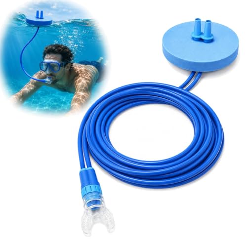 Underwater Breathing Device Swimming Snorkel Scuba Tube Semi Full Gear Kit Long Pool Snorkel Float-Dry and Semi-Dry Tubes Floating Plash-Resistant Single-Head and Dual-Head(118.1 in Dual)