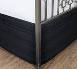 Quilted Bed Skirt with Spilt Corners, Durable Tailored Bed Wrap, Dust Ruffle with Platform, Easy Fit