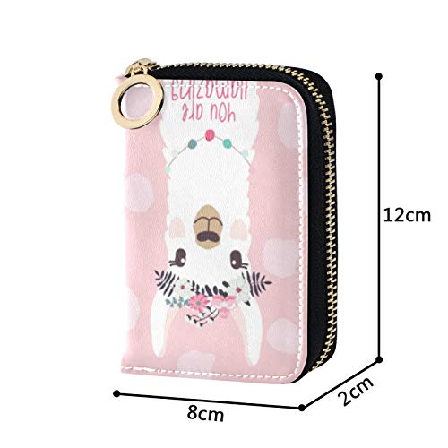 MOYYO RFID Credit Card Holder Case Animal Alpaca Llama Leather Printed Zipper Card Case Wallet for Women Girls4