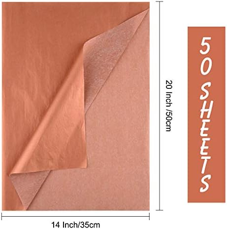 MIAHART 50 Sheets Rose Gold Tissue Paper Bulk 20X14 Inch Gift Wrap Paper Bulk Gift Wrapping Accessory Wrap for Wedding Birthday Party Favor Decor DIY Fringes Shredded Fill Confetti (Rose Gold)