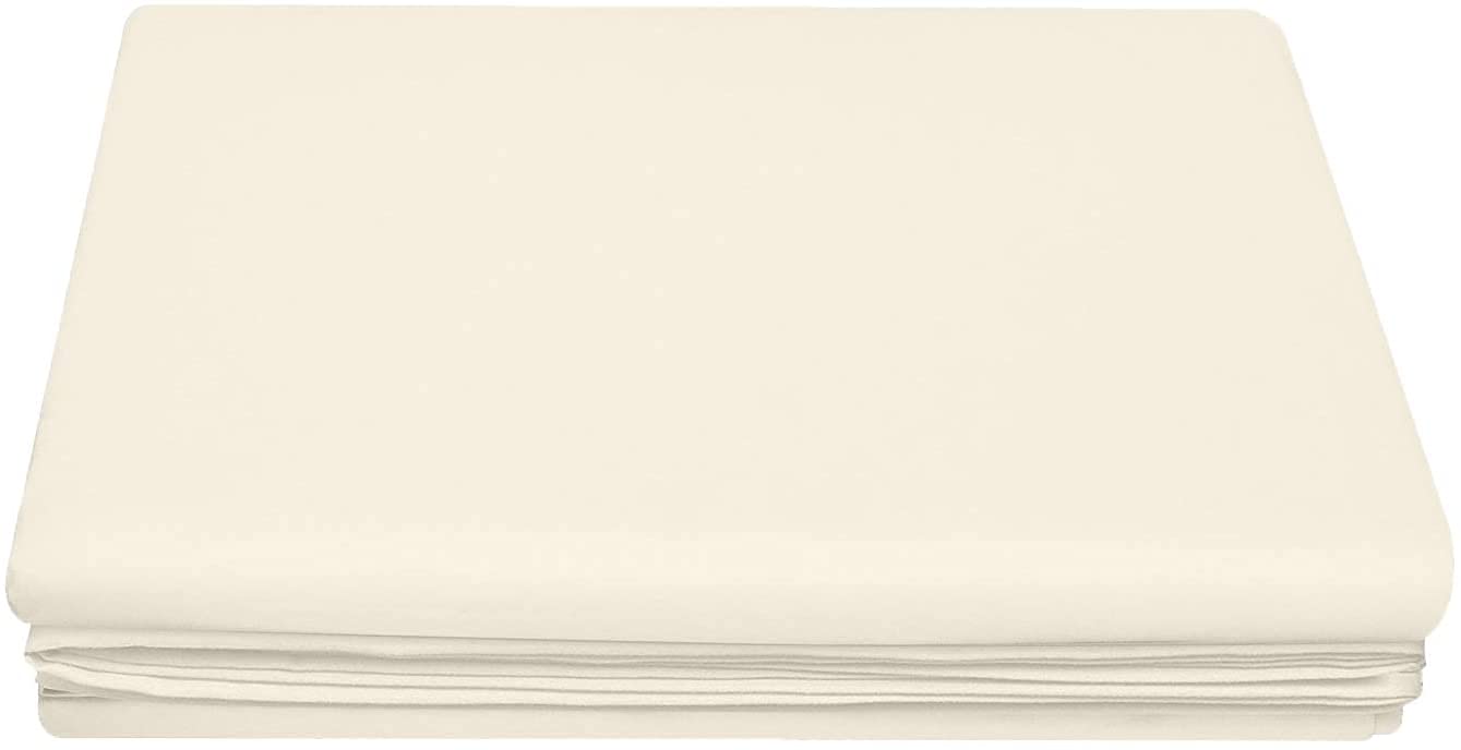 Cotton Connection Cream Percale Polycotton Flat Sheet Easy Care (, King)