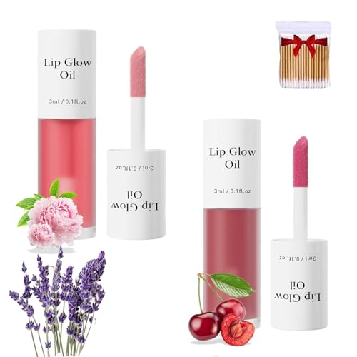 2Pcs Clovey Korean Lip Oil Stain,Clovey Tinted Lip Glow Oil,24-Hour Hydration & Plumping Effect,Waterproof,No Peel Off,Smooth Glide Application (03+04, SIZE)