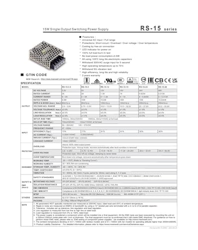 Alimentation à découpage RS-15-48 transformateur CA CC 48V pour automatisme