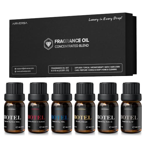 Airversa Hotel Scent Diffuser Oils, Fragrance Oils Set, 10mL | 0.34 Fl Oz x 6