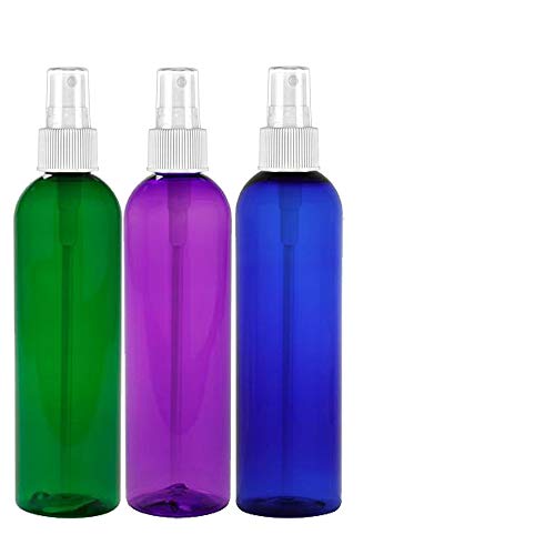 MoYo Natural Labs 8 oz Spray Bottle, Fine Mist Empty Travel Containers, BPA Free PET Plastic for Essential Oils and Liquids/Cosmetics Psychedelic Bottle (3 pack, Multi Color)