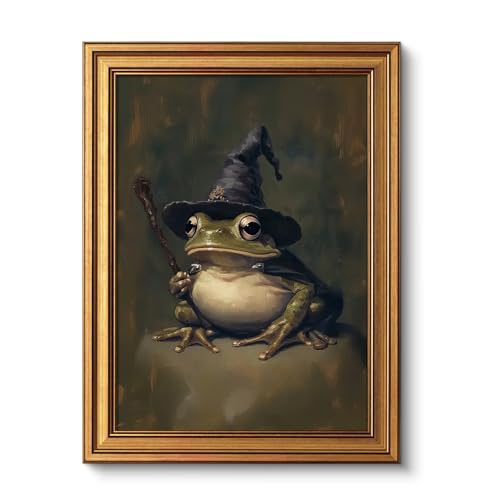 Image of VIYYIEA Vintage Gold Framed Wall Art for Living Room,【Wizard Frog】-(16L x 12W)