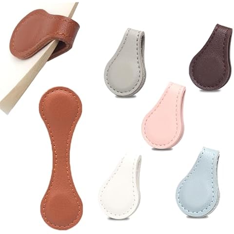 6 Pcs Magnetic Leather Bookmark Vintage Magnet Book Mark Automatic Clips Bookmarks for Men Women Christmas Thoughtful Gift for Adult & Kid Page Reading Accessories for Book Lover (6pcs Bookmark only) Cover