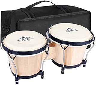 EastRock Bongo Drum 6” and 7” Set for Adults Kids Beginners Professionals Tunable Wood and Metal Drum Percussion Instruments with Bag and Tuning Wrench