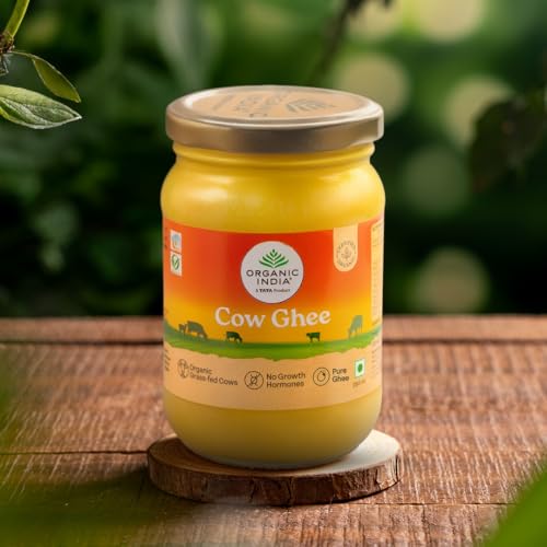 Image of Organic India Pure Cow Ghee, 250ml | Labs Tested on 250+ Parameters | Certified Organic | Glass Bottle | Sourced from Organically Fed Cows | Authentic Taste, Rich in Healthy Fat