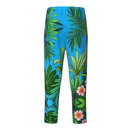 Pajama Pants Pajama Bottoms with Elastic Waistband Sleepwear Lounge Pants, Palm Trees Flowers2