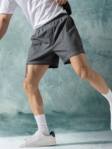 Image of DAMENSCH Regular Fit Solid 100% Soft & Durable Cotton Boxer Shorts Dual Pockets Anti-Bacterial Moisture Wicking Microfibre Waistband Ultra-Light Boxers for Men