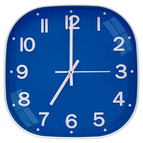 Image of TEKCOOL Plastic Analogue Wall Clock 12 inch Silent Quartz Decorative Wall Clock Non-Ticking Classic Clock Battery Operated Round Easy to Read for Room /Home /Kitchen /Bedroom /Office /School.Blue-