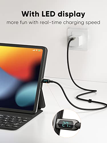 Image of CableCreation 3.3FT USB C to USB C Cable PD 100W with LED Display, Braided USB C Cable Real Time Fast Charging for iPad Air, Pro, MacBook Pro, Galaxy S23 /S22 /S21 Pixel Steam Deck PS5 1m Black