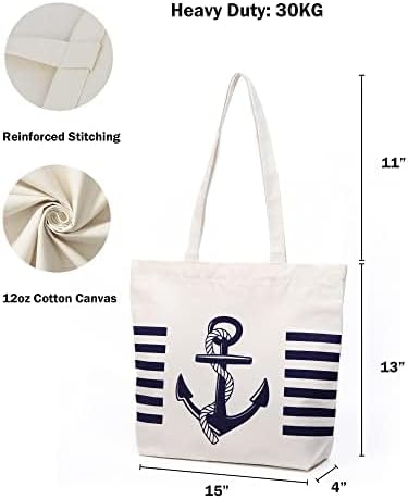 Miniatura 2 de Bolsa de lona estética con bolsillo interior, bolsas reutilizables para mujeres, playa, compras