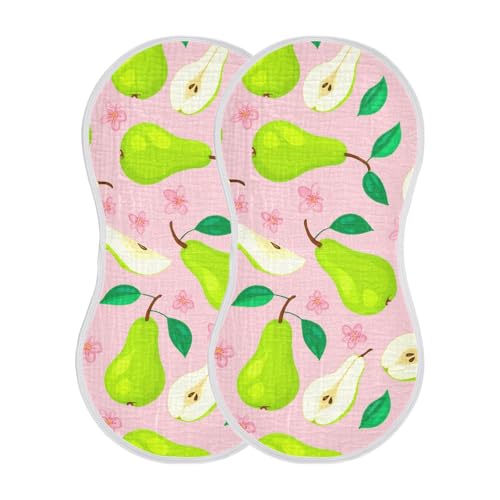 MCHIVER Pear Blossom Fruitage Rose Baby Burp Cloths Cotton Washcloths Super Soft Absorbent Burping Rags for Baby Boy Girls Newborn Towel 2 Pack2