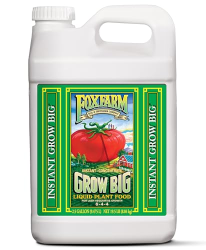 FoxFarm Grow Big Liquid Plant Food - 6-4-4 House Plant Fertilizer for Lush Vegetative Growth Fast Nutrient Uptake for Roses Tomatoes & Veggies - 2.5 Gallon Size Concentrate