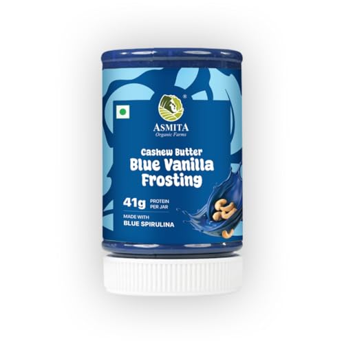 Image of Asmita Organic Farms Blue Spirulina Cashew Butter 250g | Vanilla Flavoured | No Added Sugar | Preservative-Free | Zero Palm Oil | High-Protein Nut Butter Spread for Bread, Smoothies & More