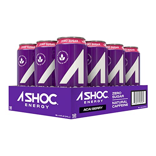 A Shoc Performance Energy Drink, Acai Berry, 16 Ounce Can, Natural Energy Blend, Bcaas, Ocean Mineral Electrolytes, And No Chemical Preservatives, 12-Pack #TOP5