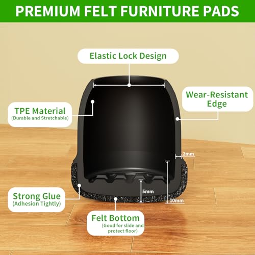 Image of 24PCS Silicone Chair Leg Floor Protectors for Hardwood Floors,Fit:0.75-1.1 inch | Round Felt Furniture Pads Rubber Chair Leg Caps, Bar Stool Leg Floor Protectors, Anti-Scratch & Reduce Noise, Black