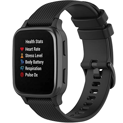 Compatible with Garmin Venu Sq Bands for Women Men, 20mm Quick Release Silicone Replacement Band Wristbands Straps Bracelet Fit for Garmin Vivoactive 3 Music, Forerunner 245 645 (Black)