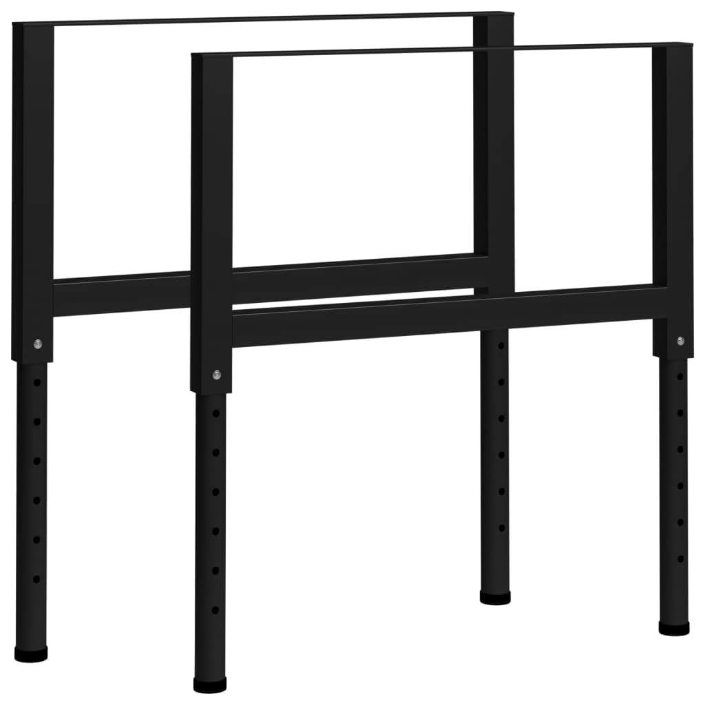 Furniture,Table Accessories,Table Legs，Adjustable Work Bench Frames 2 pcs Metal 85x(69-95.5) cm Black