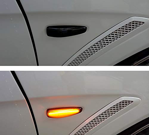 Ijdmtoy Smoked Sequential Blink Amber Led Side Marker Light Assembly Compatible With Mitsubishi Lancer Evo X Mirage Outlander Sport, Powered By 36-Smd Led, Replace Oem Sidemarkers #TOP5