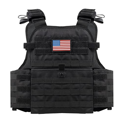Eagle Sky Tactical Vest | Tough 500D Nylon | Universal Adjustable Size | Breathable 3D Mesh Liner (Black) #TOP7