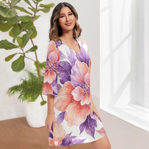 Robe trapèze fluide violette dissimulant les formes avec style
