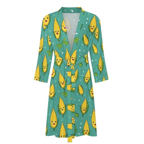 Cute Corn Novelty Men's Robe Soft Lightweight Bathrobe Long-sleeve Spa Robes4