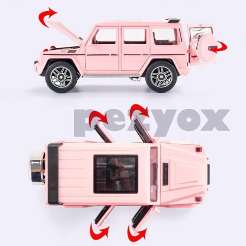 Image of Alloy Metal Car 1:24 AMG G63 G-Klessa Diecast Pullback Toy car with Openable Doors & Light, Music Boys Gifts Toys for Kids (Pink)