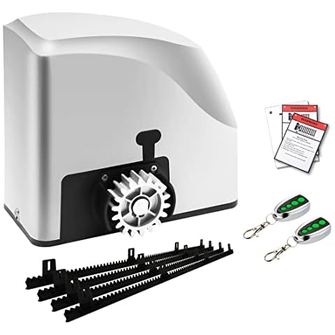 TOPENS RK500T Automatic Sliding Gate Opener Rack Drive Electric Gate Motor for Heavy Driveway Slide Gates Up to 1300 Pounds, Security Gate Operator AC Powered with Nylon Gear Rack and Remote Control Cover