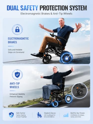 Image of Aotedor Carbon Fiber Electric Wheelchair for Adults, 37lbs Lightweight Foldable Power Chair, 15Miles Range, All Terrain Airline Approved Motorized Wheelchair for Seniors Travel