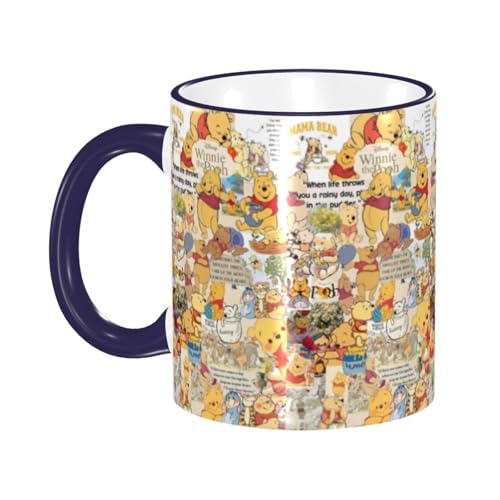 くまのプーさん セラミックマグカップ 食器 大容量コーヒーカップ 330ml 耐熱 おしゃれなマグカップ オフィスホーム用 プレゼントに最適 再利用可能 ギフト 男女兼用 Navy Blue