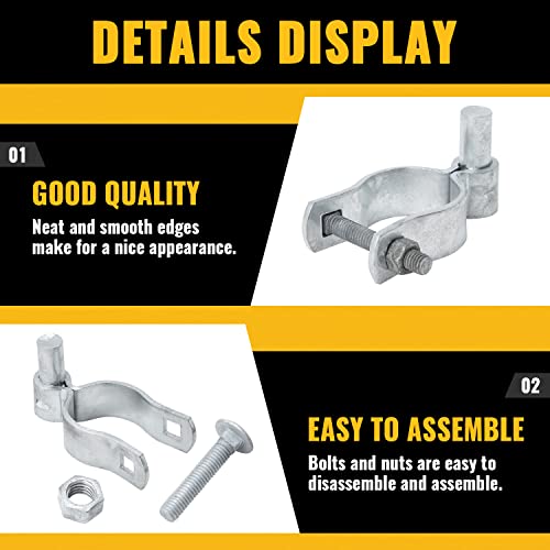 1-7/8" Gate Post Hinge, Vivida Chain Link Fence Male Gate Post Hinge, Galvanized Steel, For 1-7/8" Od Post/Pipe, Bolts & Nuts Included, 3 Pcs #TOP3