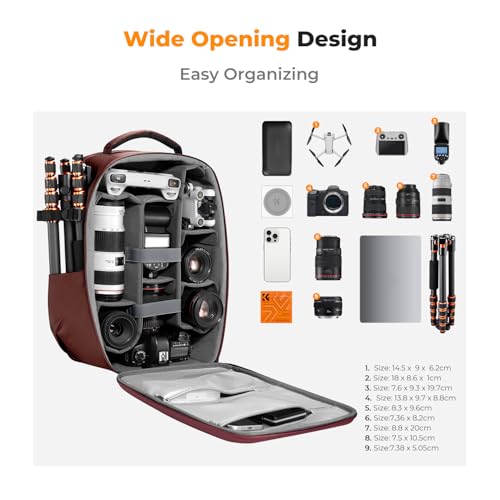 K&F CONCEPT Mochila rígida para cámara réflex digital con compartimento para laptop de 15 a 15.6 pulgadas, funda rígida impermeable compatible con dron Canon/Nikon/Sony/DJI Mavic - imagen 2