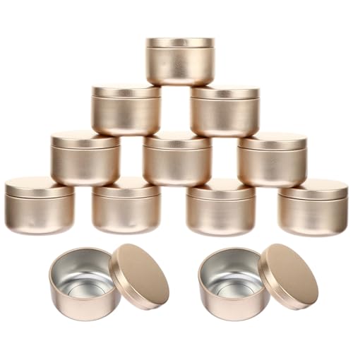 Healifty 12Pcs Empty Candle Jars Metal Candle Containers Aluminum Making Tins for Essential Oil Candles Refillable Canisters