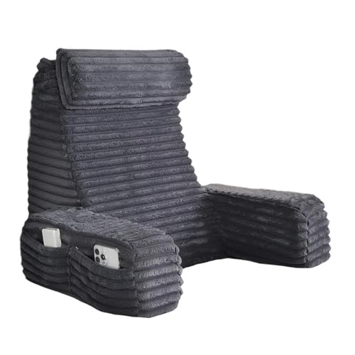 ENITYA Reading Pillow for Sitting in Bed Adult, XL Back Pillow for Bed Sitting up, Back Support Chair Pillow for Sitting up/Watching TV/Reading/Gaming/Resting/Post Surgery,Dark Grey