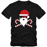 Shirt Happenz Papa Noel Pirata Camiseta | Santa Claus | Hombre | Feliz Navidad | Zambomba | Invierno, Colour:Black (Deep Black);Size:Small