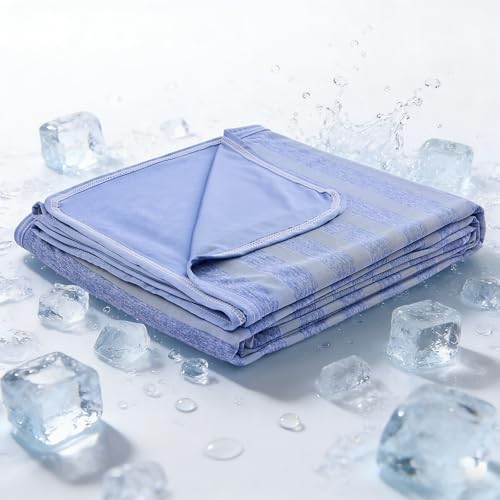 Image of EMME Cooling Blanket Queen Size, Bed Summer Blanket for Hot Sleepers, Thin Lightweight Throw Blanket for Couch, Double Sided Keep Body Cool, Blue Cold Blankets for Sleeping