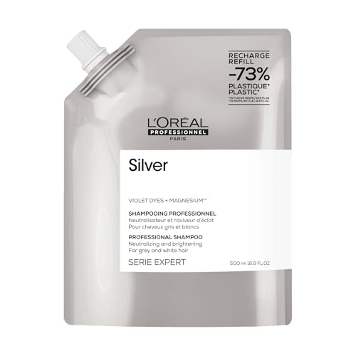 LOréal Professionnel Silver Shampoo For Grey White Or Light Blonde Hair Neutralising and Brightening Serie Expert 500ml Refill