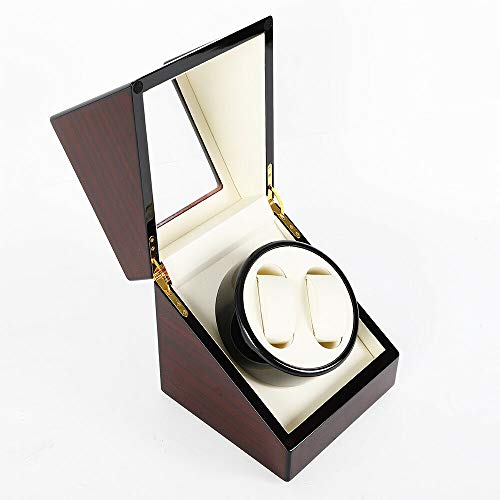 Uhrenbeweger fur Automatikuhren 2 Uhren Watch Winder Box für alle Automatikuhren Mechanischen Uhren mit leisem Wechselstromadapter oder batteriebetrieben Cover