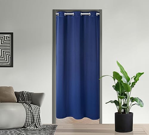 PI Blackout Curtains, Room Darkening Privacy Treatment, Room Divider Closet Curtain for Front Door/Sliding Door/Closet/Patio (Navy, W34XL80)