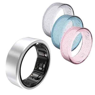 QALO QRNT Smart Ring & 5-Pack Silicone Cover Bundle - Titanium Fitness Tracker for Sleep, HRV, SpO2 & Wellness - Waterproof Snug Fit Size 6 - No Subscription - Silver, Blue & Pink Protection Skins