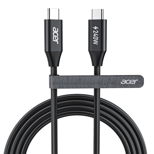 acer USB C auf USB C Kabel 3m, 240W USB-C Ladekabel,140W/100W/60W Kompatibel, Typ C Schnellladekabel f&uuml;r iPhone 17 16 15 Serie, Macbook iPad Pro Air, Galaxy S24/23, Pixel, Switch,Surface Go/Pro usw.