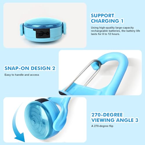 GOMETY 2 Stück Hundelicht LED Wiederaufladbar, 4 Modi Hundehalsband Licht Clip On RGB Sicherheitslicht Haustier IPX8 Wasserdicht Leuchtanhänger für Nacht Spaziergänge Hundegeschirr Beleuchtung (Blau)